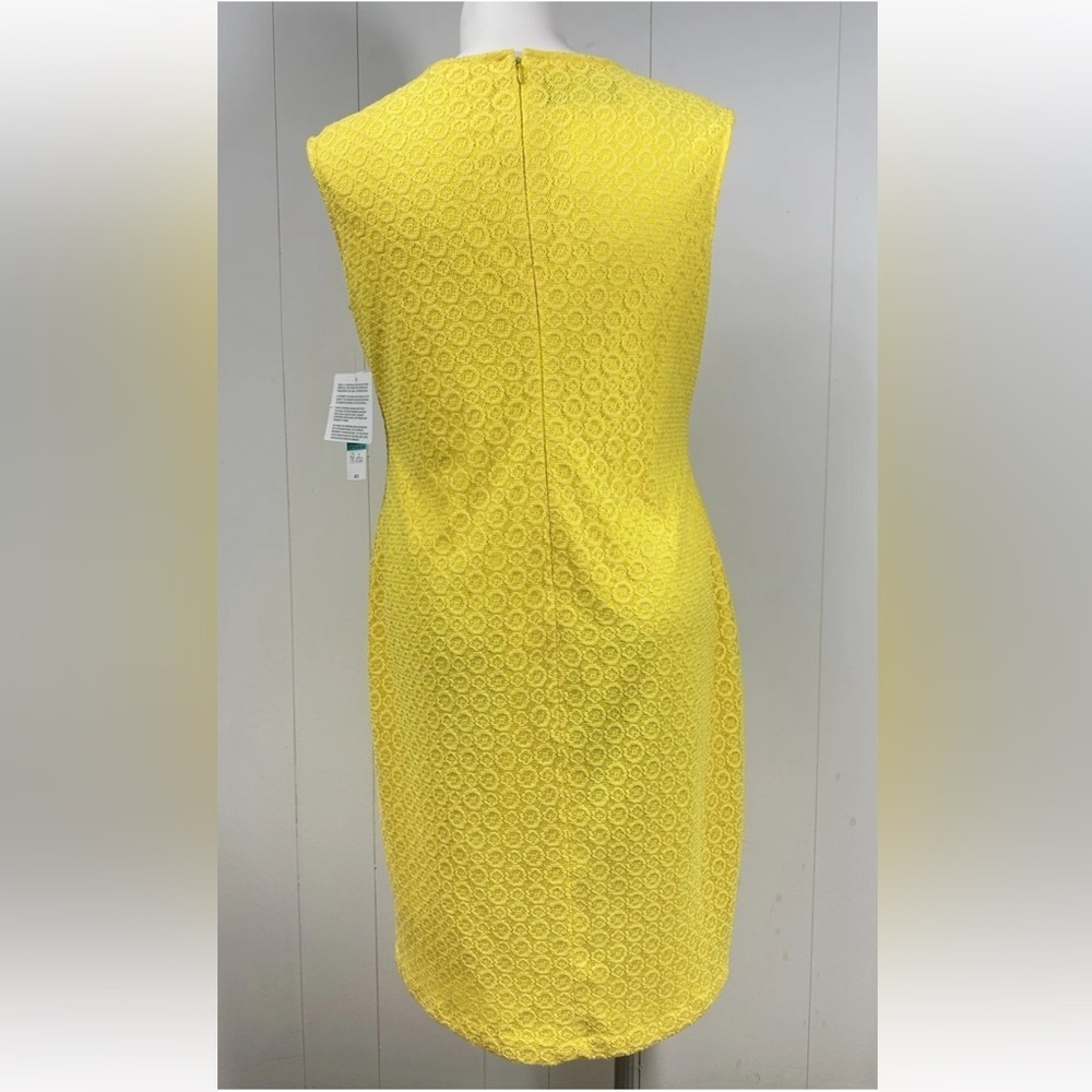NWT Black Label By Evan-Picone Women's Sz 16 Yellow Sleeveless Lace A-Line Dress - Picture 4 of 10